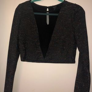 deep mesh v-neck crop top